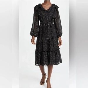Black Anthropologie Moon River Star Midi Dress - Sz S - witchy, festive, holiday